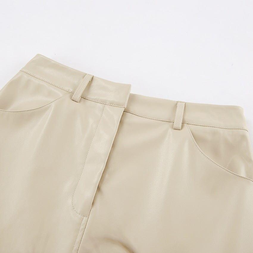 Antoinette | Leren Rok Met Hoge Taille
