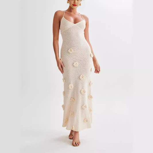 José | Lange Witte Jurk Met Bloemen