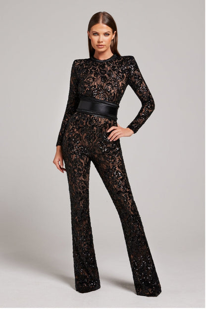 Grace | Betoverende Chique Glitter Jumpsuit Met Lange Mouwen
