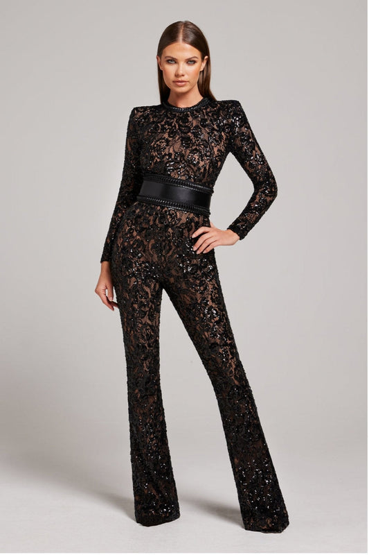 Grace | Betoverende Chique Glitter Jumpsuit Met Lange Mouwen