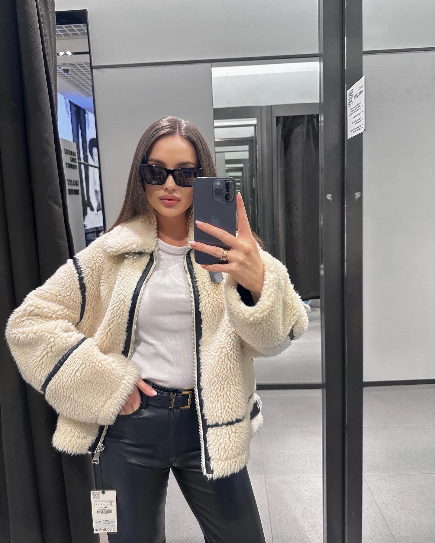 Marie-Claire | Zachte Witte Teddyjas Met Zwarte Details