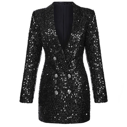 Cheyenne | Zwarte Blazerjurk Met Glitters