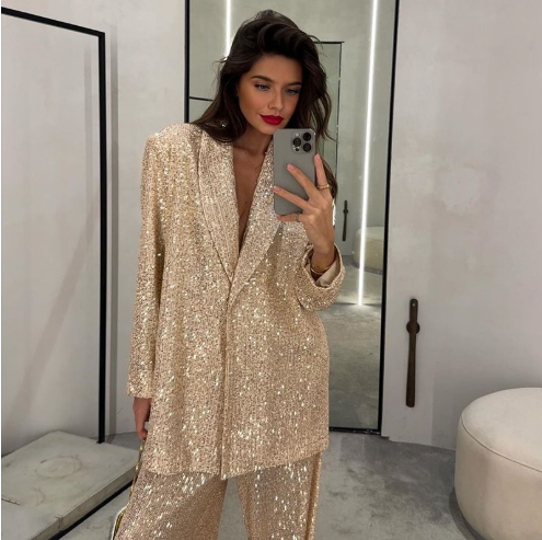 Esmeralda | Elegante Glinsterende Blazer Set met Pailletten voor Dames