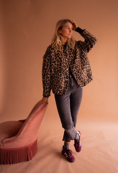 Élodie | Bomberjack Met Luipaard Print