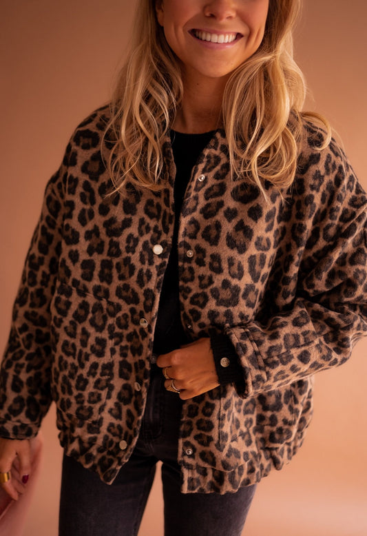 Élodie | Bomberjack Met Luipaard Print