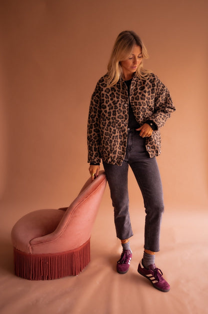 Élodie | Bomberjack Met Luipaard Print