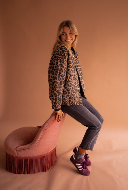 Élodie | Bomberjack Met Luipaard Print