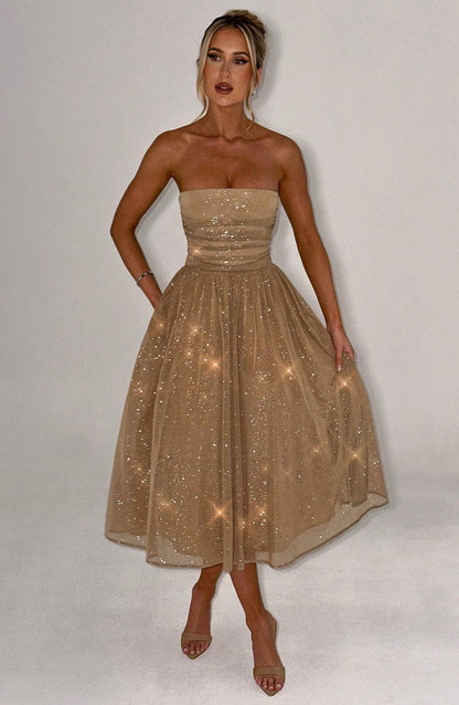 Milou | Strapless Glitterjurk