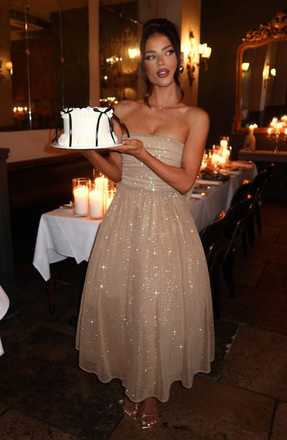 Milou | Strapless Glitterjurk