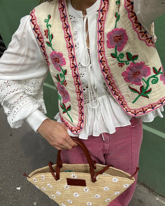 Dorine | Gilet Met Bloemen